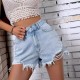 Women Fashion Denim Shorts With High Waist And Hole Women Fashion Denim Shorts With High Waist And Hole