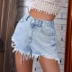 Women Fashion Denim Shorts With High Waist And Hole Women Fashion Denim Shorts With High Waist And Hole