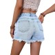 Women Fashion Denim Shorts With High Waist And Hole Women Fashion Denim Shorts With High Waist And Hole