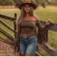 Women Fashion Retro Western Off Shoulder Tassel Long-Sleeve Tight T-Shirt Women Fashion Retro Western Off Shoulder Tassel Long-Sleeve Tight T-Shirt