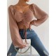 Summer V-Neck Chiffon Drawstring Lantern Sleeves Tight Fashion Sexy Blouse Summer V-Neck Chiffon Drawstring Lantern Sleeves Tight Fashion Sexy Blouse