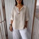 Women Casual Loose Solid Color Cotton Linen Shirt Women Casual Loose Solid Color Cotton Linen Shirt