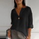 Women Casual Loose Solid Color Cotton Linen Shirt Women Casual Loose Solid Color Cotton Linen Shirt
