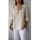 Women Casual Loose Solid Color Cotton Linen Shirt Women Casual Loose Solid Color Cotton Linen Shirt