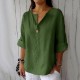 Women Casual Loose Solid Color Cotton Linen Shirt Women Casual Loose Solid Color Cotton Linen Shirt