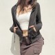 Women Fashion Casual Solid Color Long-Sleeve Rib Drawstring Zipper Pocket Jacket Women Fashion Casual Solid Color Long-Sleeve Rib Drawstring Zipper Pocket Jacket