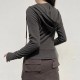 Women Fashion Casual Solid Color Long-Sleeve Rib Drawstring Zipper Pocket Jacket Women Fashion Casual Solid Color Long-Sleeve Rib Drawstring Zipper Pocket Jacket