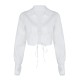 Women Fashion Sexy Solid Color Lapel Long Sleeve Lace-Up Crop Top Women Fashion Sexy Solid Color Lapel Long Sleeve Lace-Up Crop Top