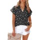 Women Fashion Casual Chiffon Printed V-Neck Short Sleeve Blouse Women Fashion Casual Chiffon Printed V-Neck Short Sleeve Blouse