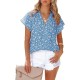 Women Fashion Casual Chiffon Printed V-Neck Short Sleeve Blouse Women Fashion Casual Chiffon Printed V-Neck Short Sleeve Blouse