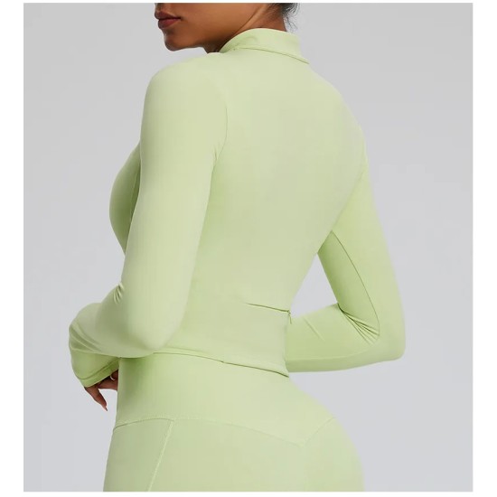 Women Fashion Solid Color Long-Sleeve Zipper Tight Quick-Dry Yoga Top Women Fashion Solid Color Long-Sleeve Zipper Tight Quick-Dry Yoga Top
