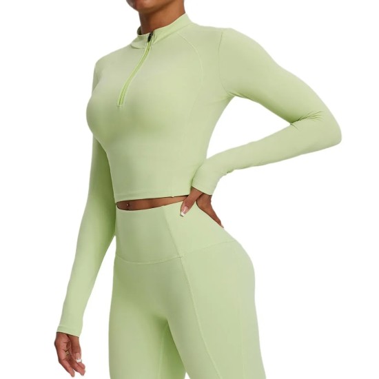 Women Fashion Solid Color Long-Sleeve Zipper Tight Quick-Dry Yoga Top Women Fashion Solid Color Long-Sleeve Zipper Tight Quick-Dry Yoga Top