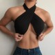 Women Sexy Halter Neck Solid Color Crop Top Women Sexy Halter Neck Solid Color Crop Top