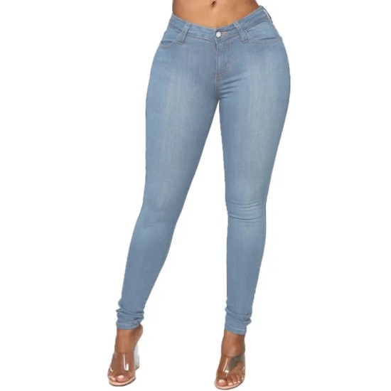 Women Fashion Basic Plus Size Skinny Pencil Jeans Women Fashion Basic Plus Size Skinny Pencil Jeans