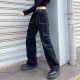 Women Fashion Casual Multi-Pocket Wide-Leg Jeans Women Fashion Casual Multi-Pocket Wide-Leg Jeans