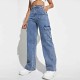 Women Fashion Casual Multi-Pocket Wide-Leg Jeans Women Fashion Casual Multi-Pocket Wide-Leg Jeans