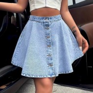 Women Casual Fashion High Waist Loose Denim Skirt