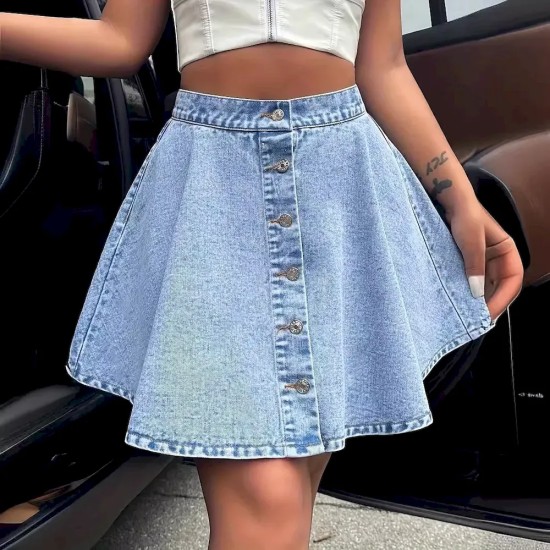 Women Casual Fashion High Waist Loose Denim Skirt Women Casual Fashion High Waist Loose Denim Skirt