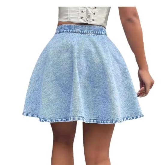 Women Casual Fashion High Waist Loose Denim Skirt Women Casual Fashion High Waist Loose Denim Skirt