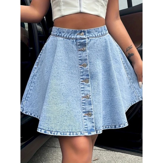 Women Casual Fashion High Waist Loose Denim Skirt Women Casual Fashion High Waist Loose Denim Skirt