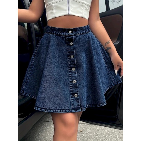 Women Casual Fashion High Waist Loose Denim Skirt Women Casual Fashion High Waist Loose Denim Skirt