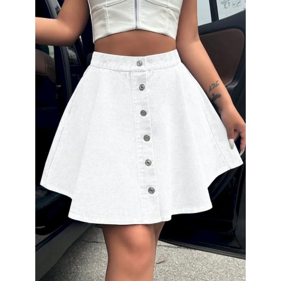 Women Casual Fashion High Waist Loose Denim Skirt Women Casual Fashion High Waist Loose Denim Skirt