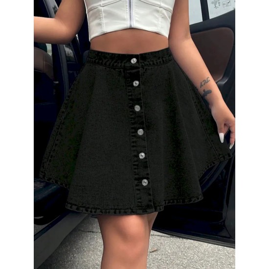 Women Casual Fashion High Waist Loose Denim Skirt Women Casual Fashion High Waist Loose Denim Skirt