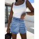 Women Fashion Solid Color Denim Shorts Women Fashion Solid Color Denim Shorts