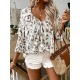 Women Fashion Casual Pleated Leopard V-Neck Long-Sleeve Blouse Women Fashion Casual Pleated Leopard V-Neck Long-Sleeve Blouse