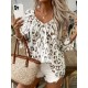 Women Fashion Casual Pleated Leopard V-Neck Long-Sleeve Blouse Women Fashion Casual Pleated Leopard V-Neck Long-Sleeve Blouse