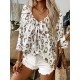Women Fashion Casual Pleated Leopard V-Neck Long-Sleeve Blouse Women Fashion Casual Pleated Leopard V-Neck Long-Sleeve Blouse