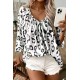 Women Fashion Casual Pleated Leopard V-Neck Long-Sleeve Blouse Women Fashion Casual Pleated Leopard V-Neck Long-Sleeve Blouse