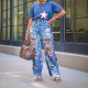 Women Fashion Graffiti Print Ripped Straight Jeans Women Fashion Graffiti Print Ripped Straight Jeans