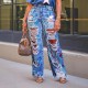 Women Fashion Graffiti Print Ripped Straight Jeans Women Fashion Graffiti Print Ripped Straight Jeans