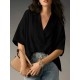 Women Fashion Casual Solid Color Lapel Short-Sleeve Loose Blouse Women Fashion Casual Solid Color Lapel Short-Sleeve Loose Blouse