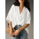 Women Fashion Casual Solid Color Lapel Short-Sleeve Loose Blouse Women Fashion Casual Solid Color Lapel Short-Sleeve Loose Blouse