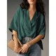 Women Fashion Casual Solid Color Lapel Short-Sleeve Loose Blouse Women Fashion Casual Solid Color Lapel Short-Sleeve Loose Blouse