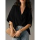 Women Fashion Casual Solid Color Lapel Short-Sleeve Loose Blouse Women Fashion Casual Solid Color Lapel Short-Sleeve Loose Blouse