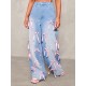 Women Creative Loose Bow Wide Leg Jeans Women Creative Loose Bow Wide Leg Jeans