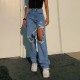 Women Fashion Casual High Waist Ripped Jeans Women Fashion Casual High Waist Ripped Jeans