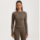 Women Fashion Solid Color Long-Sleeve Half-Zipper Tight Yoga Sports Top Women Fashion Solid Color Long-Sleeve Half-Zipper Tight Yoga Sports Top