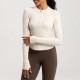 Women Fashion Solid Color Long-Sleeve Half-Zipper Tight Yoga Sports Top Women Fashion Solid Color Long-Sleeve Half-Zipper Tight Yoga Sports Top
