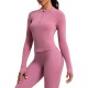 Women Fashion Solid Color Long-Sleeve Half-Zipper Tight Yoga Sports Top Women Fashion Solid Color Long-Sleeve Half-Zipper Tight Yoga Sports Top