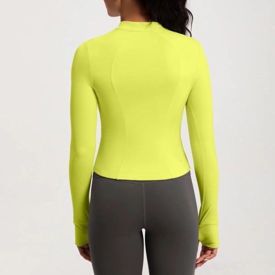 Women Fashion Solid Color Long-Sleeve Half-Zipper Tight Yoga Sports Top Women Fashion Solid Color Long-Sleeve Half-Zipper Tight Yoga Sports Top