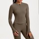 Women Fashion Solid Color Long-Sleeve Half-Zipper Tight Yoga Sports Top Women Fashion Solid Color Long-Sleeve Half-Zipper Tight Yoga Sports Top