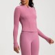 Women Fashion Solid Color Long-Sleeve Half-Zipper Tight Yoga Sports Top Women Fashion Solid Color Long-Sleeve Half-Zipper Tight Yoga Sports Top