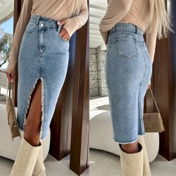 Women Fashion Split Denim Skirt
