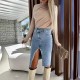 Women Fashion Split Denim Skirt Women Fashion Split Denim Skirt