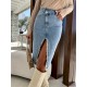 Women Fashion Split Denim Skirt Women Fashion Split Denim Skirt