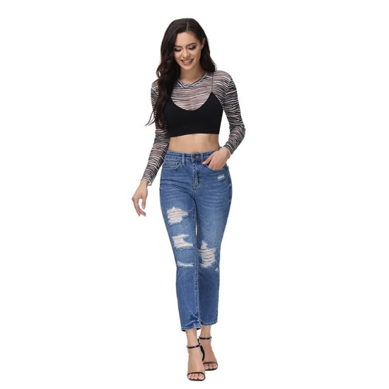 Women Fashion Ripped High Waist Skinny Jeans Women Fashion Ripped High Waist Skinny Jeans
